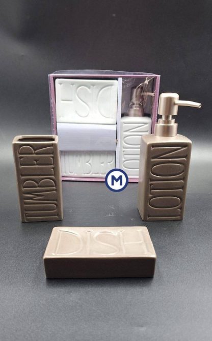 Set tre pezzi accessori bagno in ceramica - vari colori - immagine 2