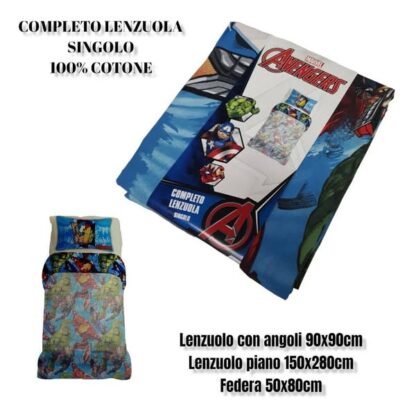 Lenzuola completo 3 pezzi Spiderman / Avengers / Frozen / Minnie / Mickey - immagine 4