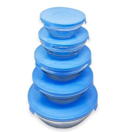 Contenitori in vetro - set in 5 pezzi - blu/rossi